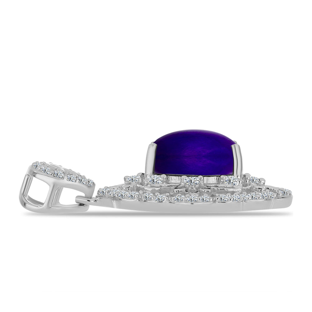 Colgante de Plata con Jade Púrpura y Topacio Blanco 4 