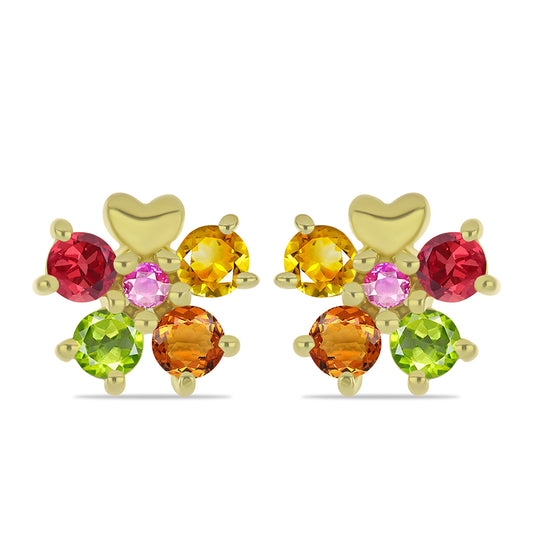 Pendientes de Plata Bañada en Oro con Zafiro Arco Iris Rosebery