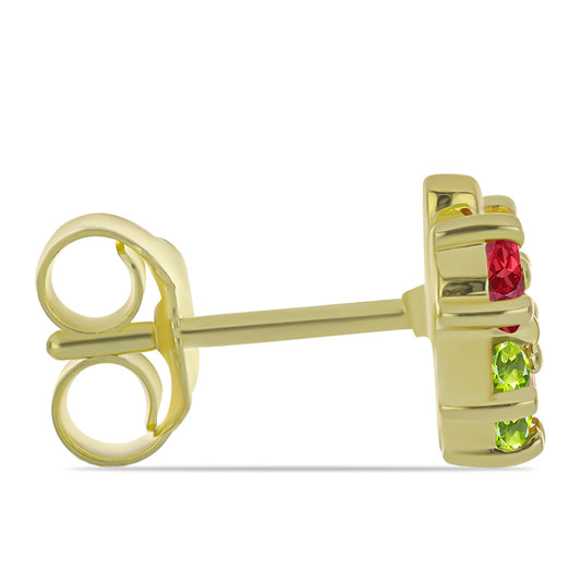 Pendientes de Plata Bañada en Oro con Zafiro Arco Iris Rosebery
