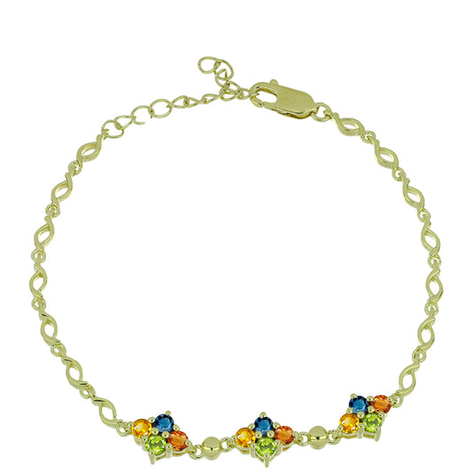 Pulsera de Plata Bañada en Oro con Zafiro Arco Iris Rosebery