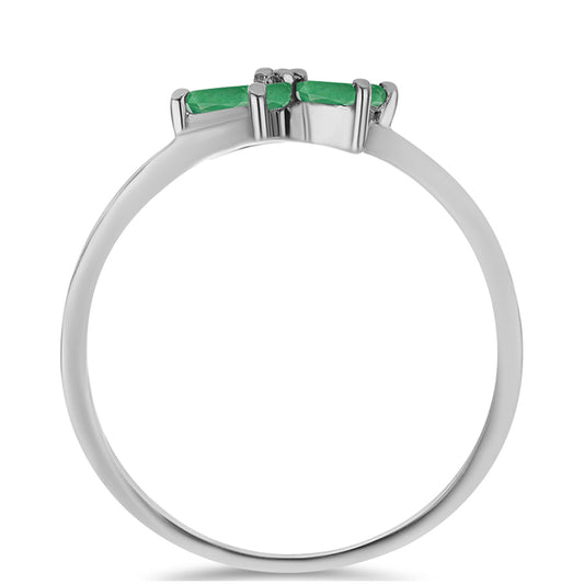 Anillo de Plata con Esmeralda de Brasil y Topacio Blanco