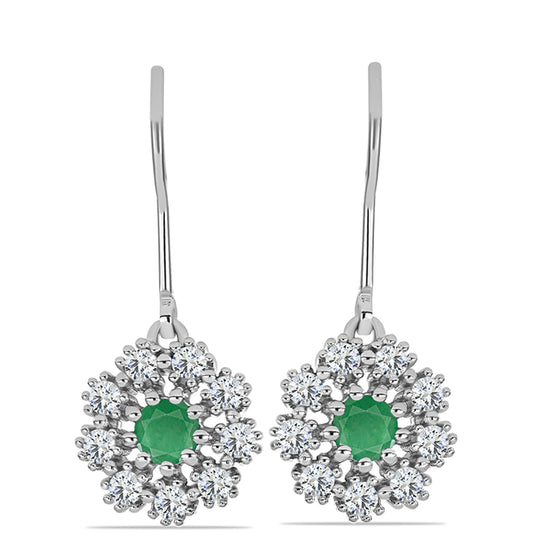 Pendientes de Plata con Esmeralda de Brasil y Topacio Blanco