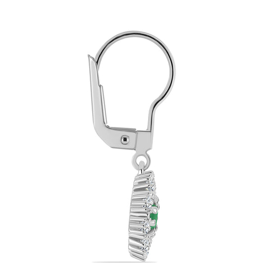 Pendientes de Plata con Esmeralda de Brasil y Topacio Blanco