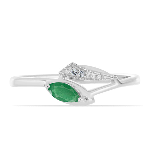 Anillo de Plata con Esmeralda de Brasil y Topacio Blanco