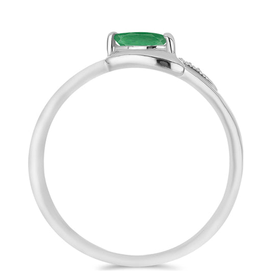 Anillo de Plata con Esmeralda de Brasil y Topacio Blanco