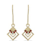 Pendientes de Plata Bañada en Oro con Diamante Rojo y Diamante blanco