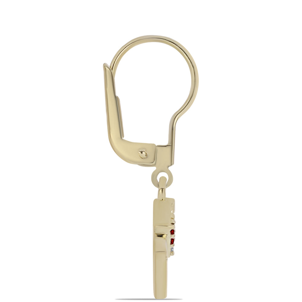 Pendientes de Plata Bañada en Oro con Diamante Rojo y Diamante blanco 2 