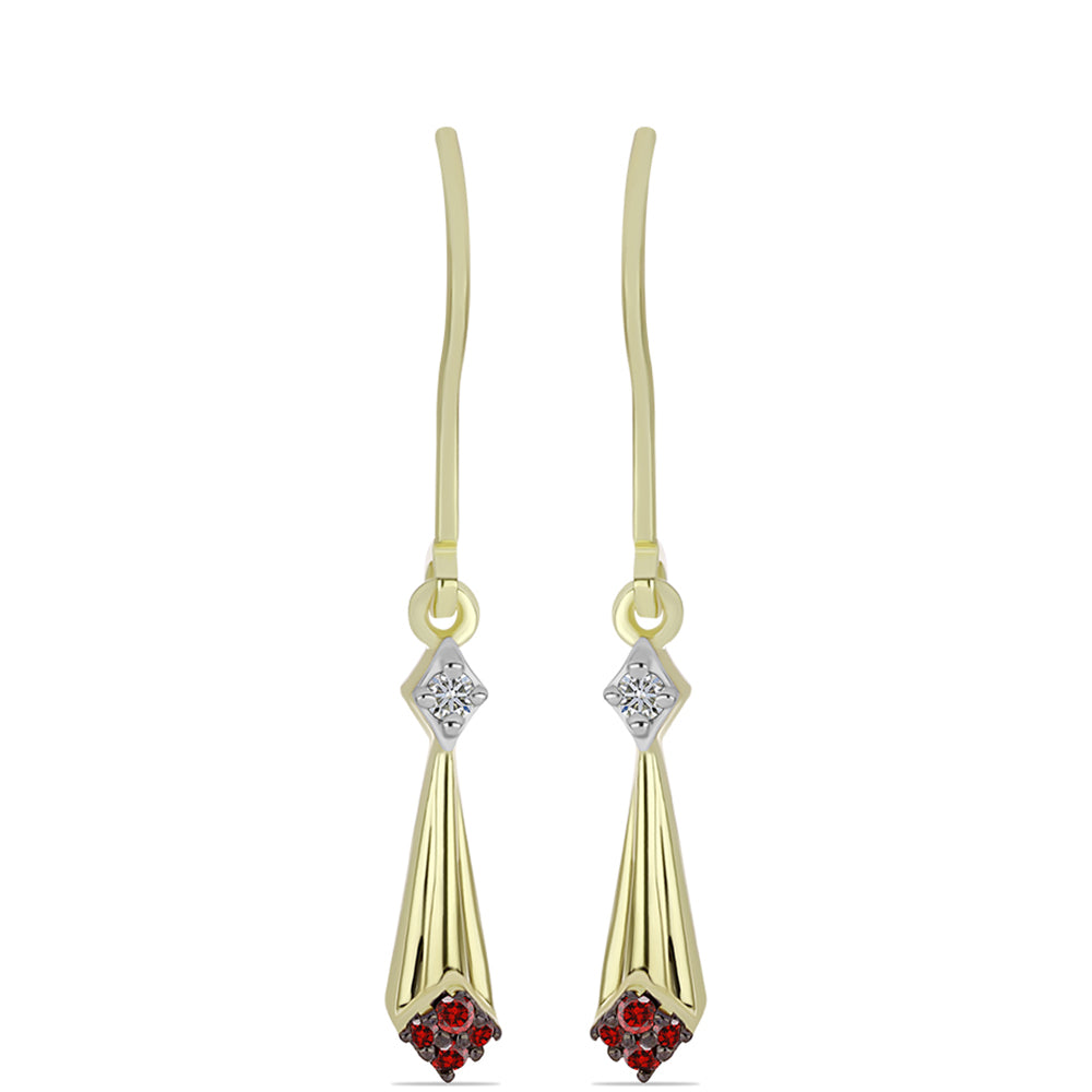 Pendientes de Plata Bañada en Oro con Diamante Rojo y Diamante blanco 1 