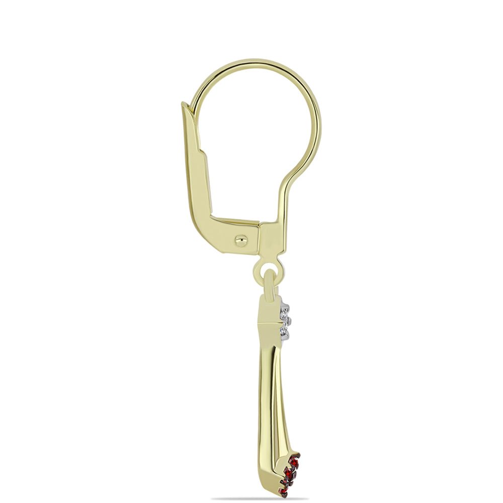 Pendientes de Plata Bañada en Oro con Diamante Rojo y Diamante blanco 2 