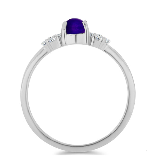 Anillo de Plata con Jade Púrpura y Topacio Blanco