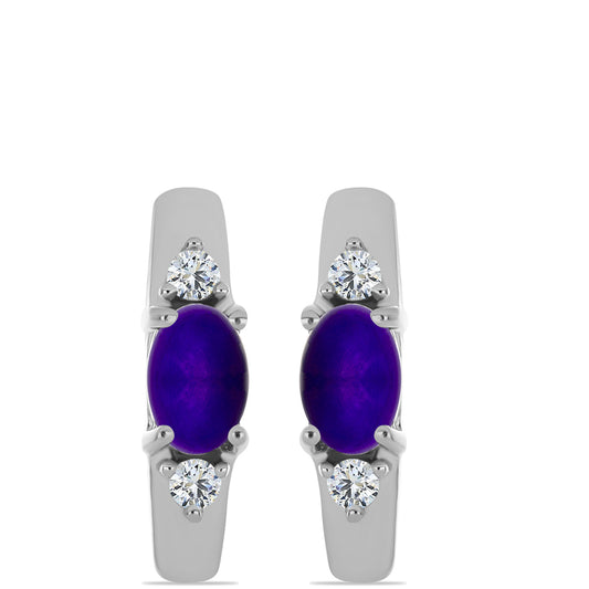 Pendientes de Plata con Jade Púrpura y Topacio Blanco