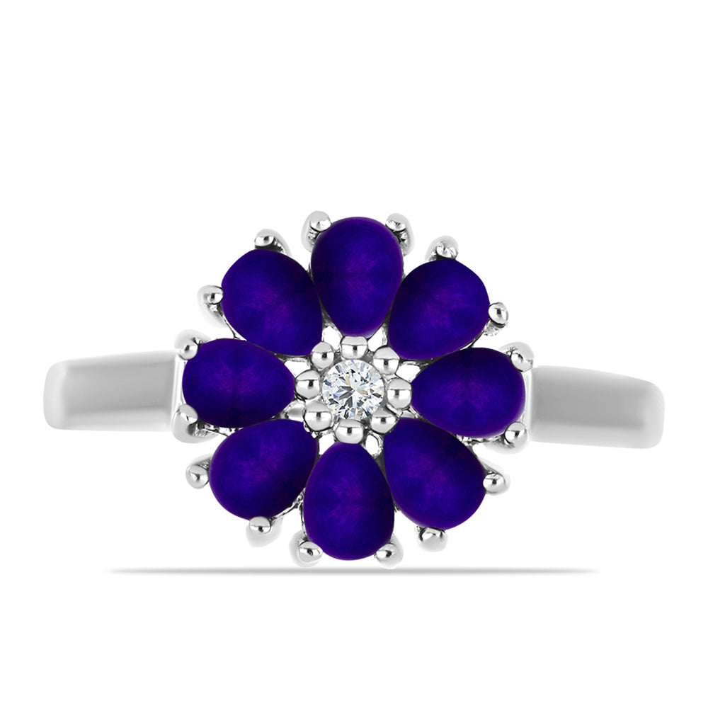 Anillo de Plata con Jade Púrpura y Topacio Blanco 1 