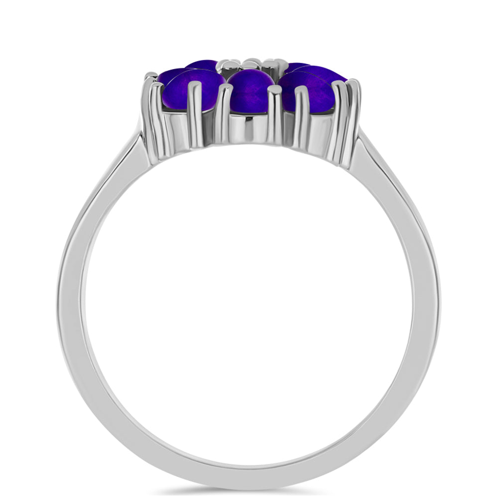 Anillo de Plata con Jade Púrpura y Topacio Blanco 2 