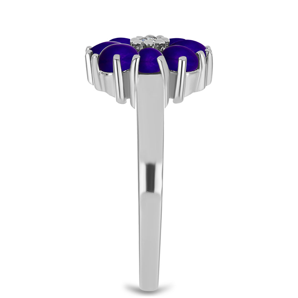 Anillo de Plata con Jade Púrpura y Topacio Blanco 4 