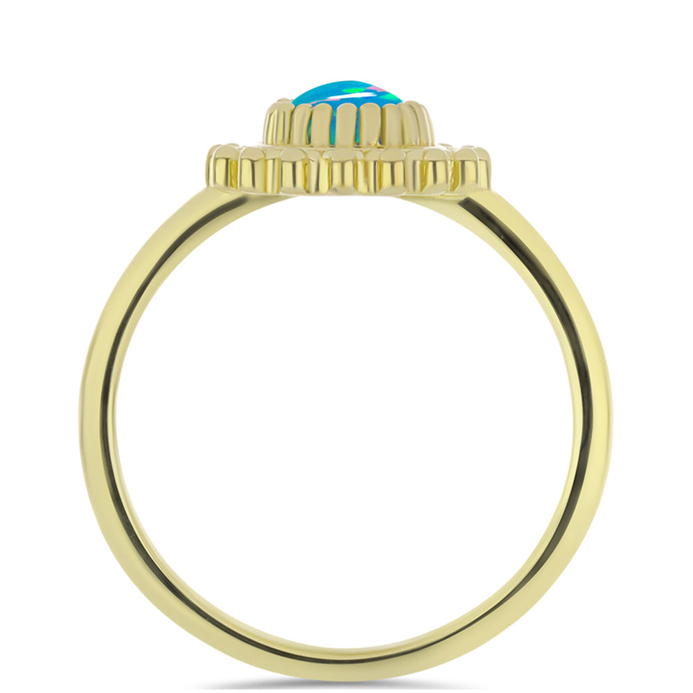 Anillo de Plata Bañada en Oro con Ópalo Azul Paraiba de Etiopía 2 