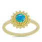 Anillo de Plata Bañada en Oro con Ópalo Azul Paraiba de Etiopía