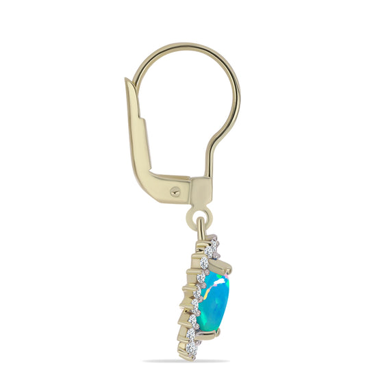 Pendientes de Plata Bañada en Oro con Ópalo Azul Paraiba de Etiopía y Topacio Blanco