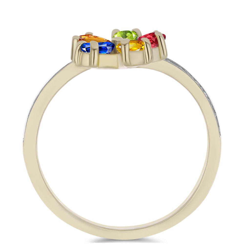 Anillo de Plata Bañada en Oro con Zafiro Arco Iris Rosebery y Topacio Blanco