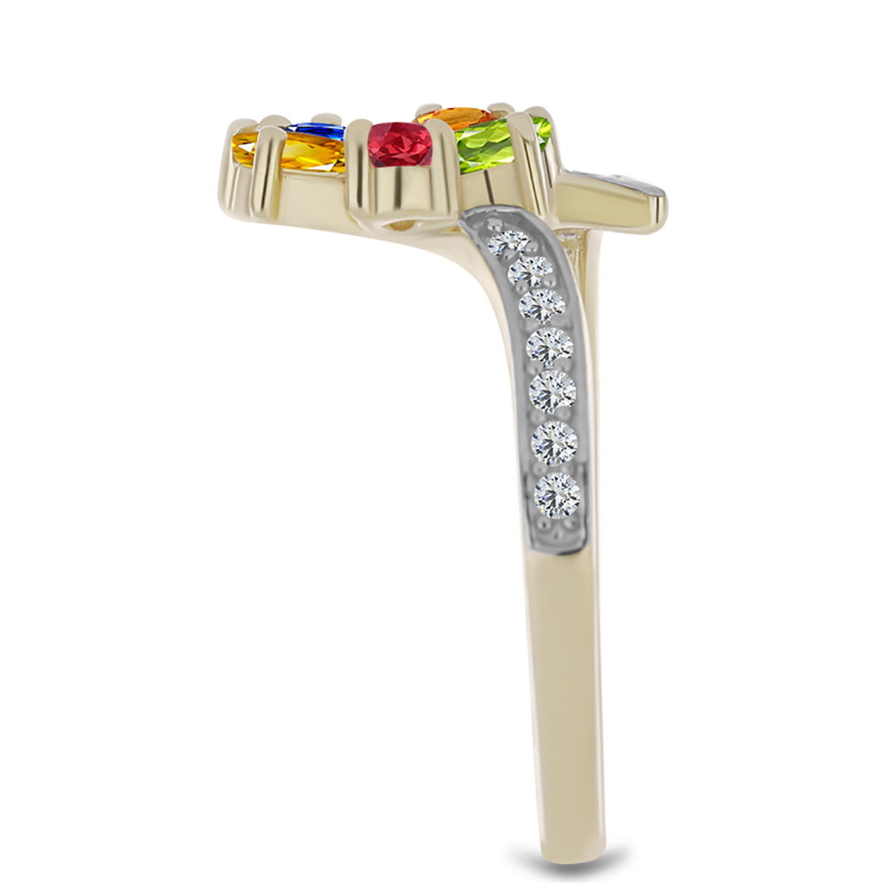 Anillo de Plata Bañada en Oro con Zafiro Arco Iris Rosebery y Topacio Blanco 4 