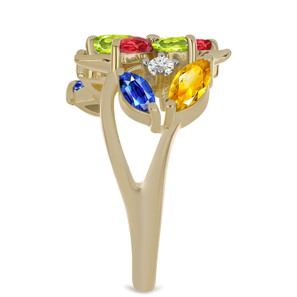 Anillo de Plata Bañada en Oro con Zafiro Arco Iris Rosebery y Topacio Blanco 4 