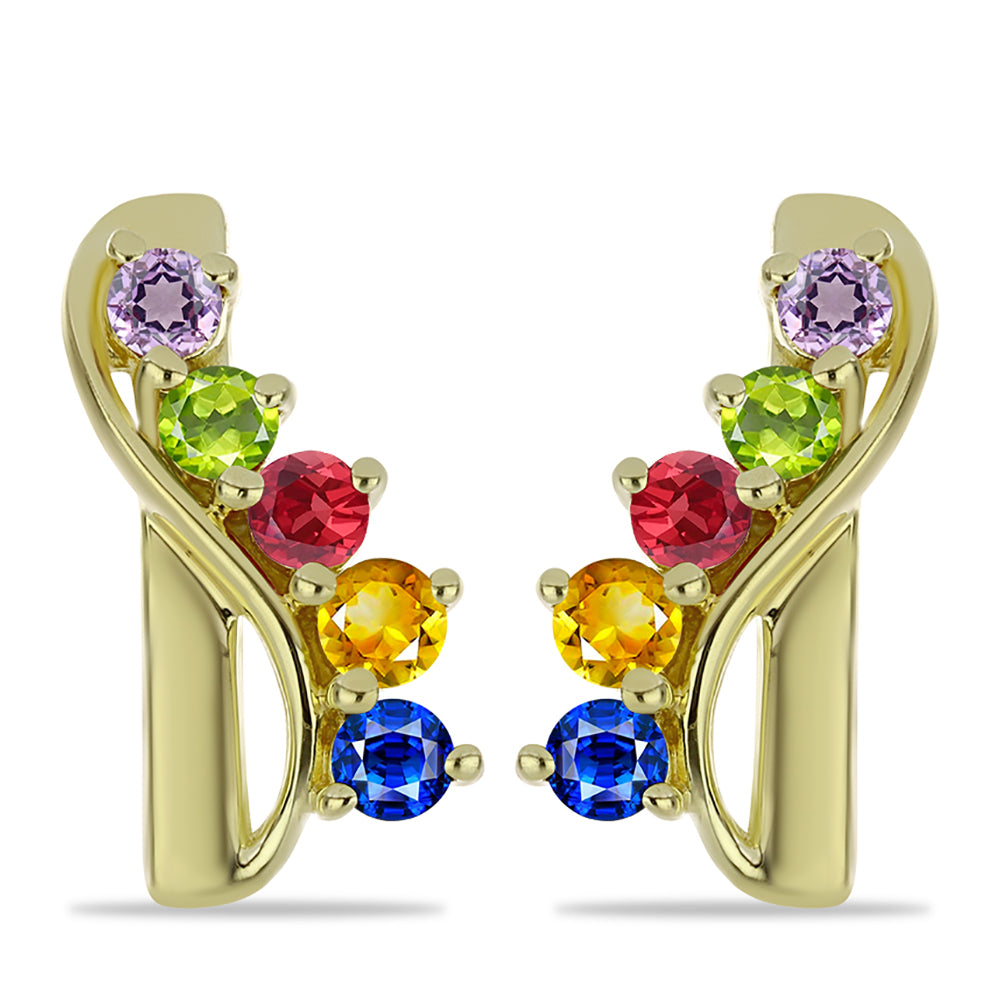 Pendientes de Plata Bañada en Oro con Zafiro Arco Iris Rosebery 1 