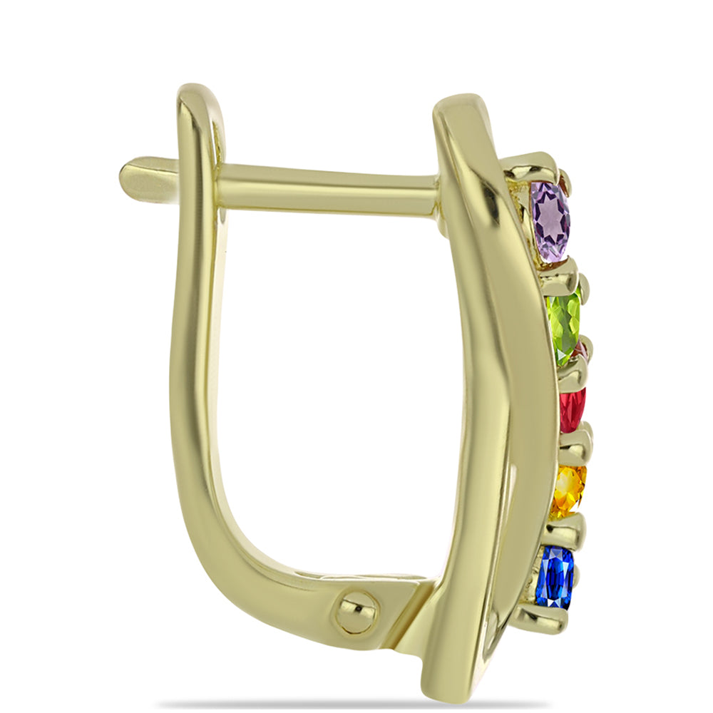 Pendientes de Plata Bañada en Oro con Zafiro Arco Iris Rosebery 2 
