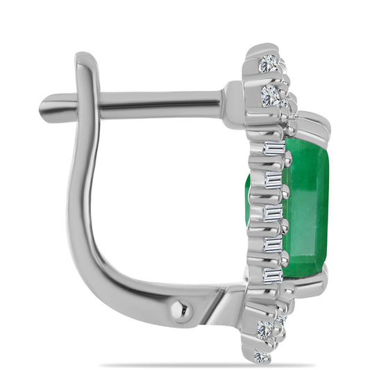 Pendientes de Plata con Esmeralda de Brasil y Zircón Blanco