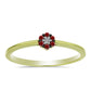 Anillo de Plata Bañada en Oro con Diamante Rojo y Diamante blanco