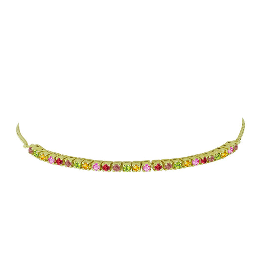 Pulsera de Plata Bañada en Oro con Zafiro Arco Iris Rosebery