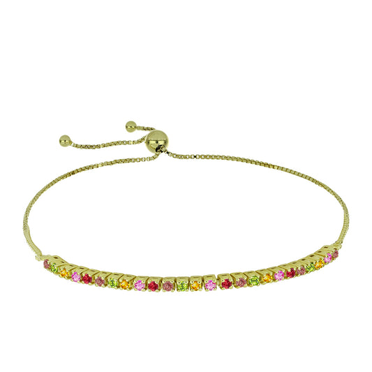 Pulsera de Plata Bañada en Oro con Zafiro Arco Iris Rosebery