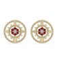 Pendientes de Plata Bañada en Oro con Diamante Rojo y Diamante blanco