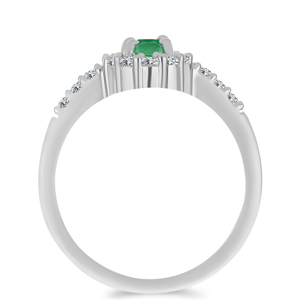 Anillo de Plata con Esmeralda de Brasil y Topacio Blanco 2 