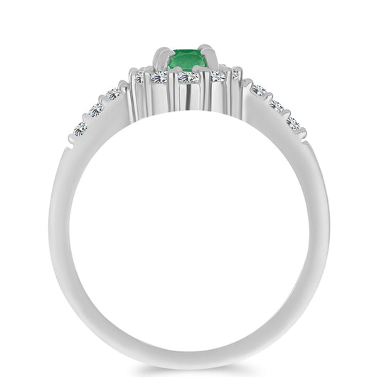 Anillo de Plata con Esmeralda de Brasil y Topacio Blanco