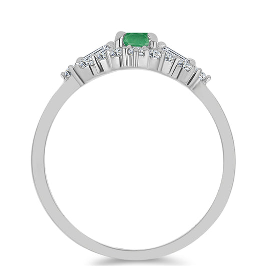 Anillo de Plata con Esmeralda de Brasil y Topacio Blanco