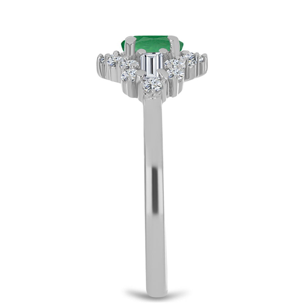 Anillo de Plata con Esmeralda de Brasil y Topacio Blanco 4 