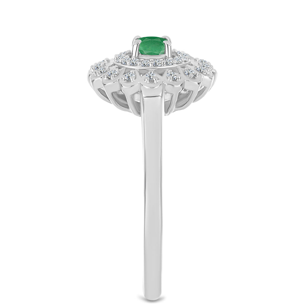 Anillo de Plata con Esmeralda de Brasil y Topacio Blanco 4 