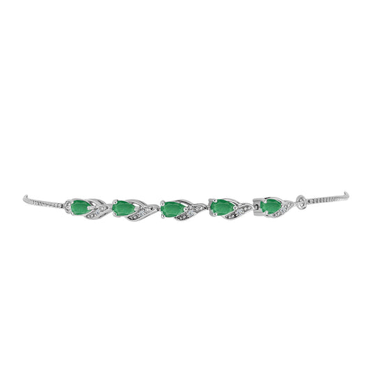 Pulsera de Plata con Esmeralda de Brasil y Topacio Blanco
