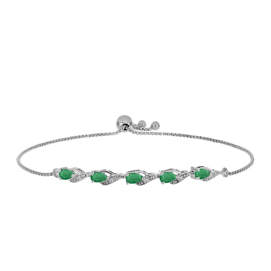 Pulsera de Plata con Esmeralda de Brasil y Topacio Blanco