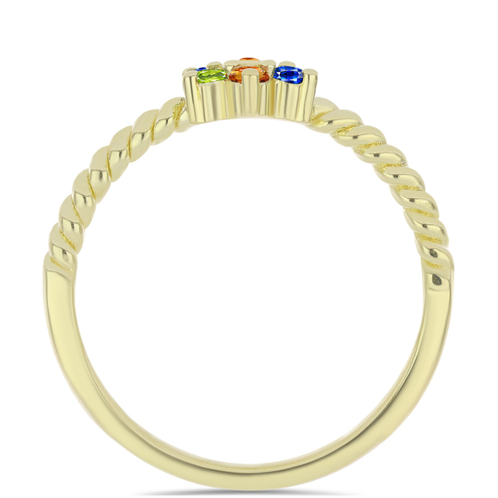 Anillo de Plata Bañada en Oro con Zafiro Arco Iris Rosebery y Topacio Blanco
