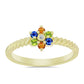 Anillo de Plata Bañada en Oro con Zafiro Arco Iris Rosebery y Topacio Blanco