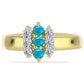 Anillo de Plata Bañada en Oro con Ópalo Azul Paraiba de Etiopía y Topacio Blanco