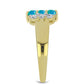 Anillo de Plata Bañada en Oro con Ópalo Azul Paraiba de Etiopía y Topacio Blanco