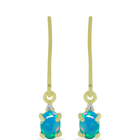 Pendientes de Plata Bañada en Oro con Ópalo Azul Paraiba de Etiopía y Topacio Blanco