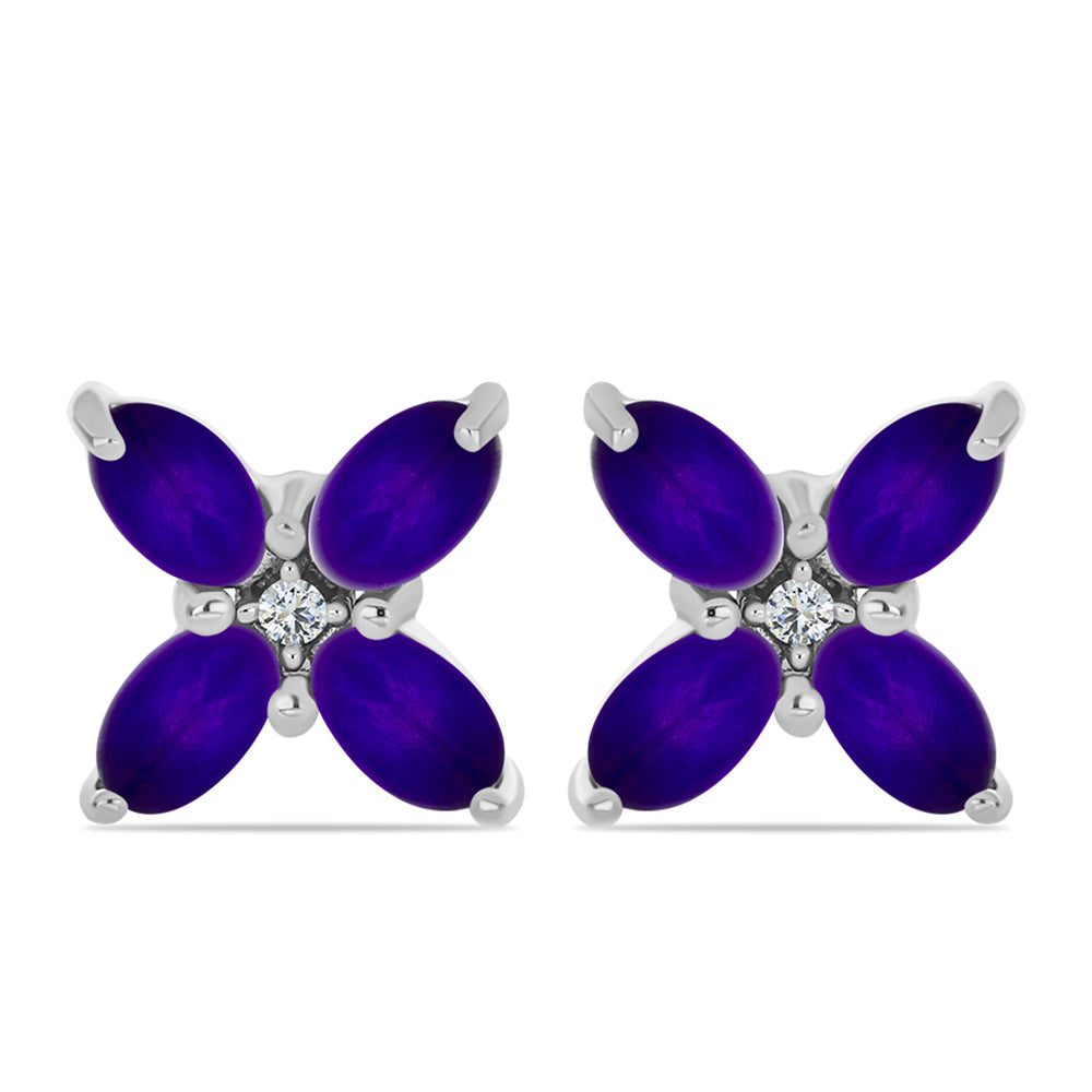 Pendientes de Plata con Jade Púrpura y Topacio Blanco 1 