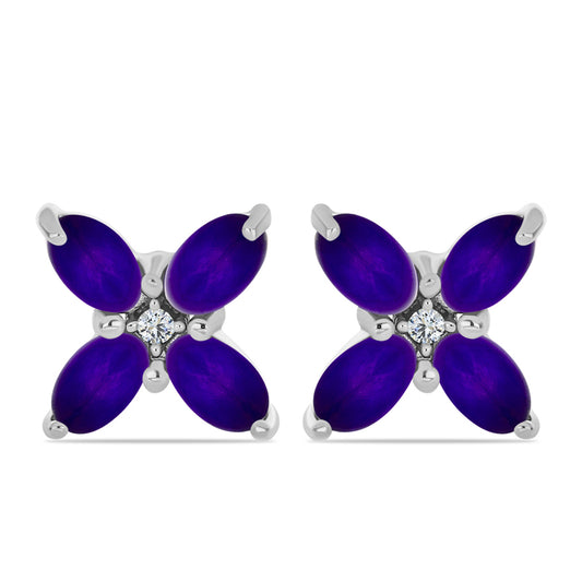 Pendientes de Plata con Jade Púrpura y Topacio Blanco