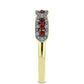 Anillo de Plata Bañada en Oro con Diamante Rojo y Diamante blanco