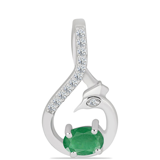 Colgante de Plata con Esmeralda de Brasil y Topacio Blanco