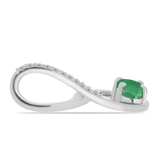 Colgante de Plata con Esmeralda de Brasil y Topacio Blanco