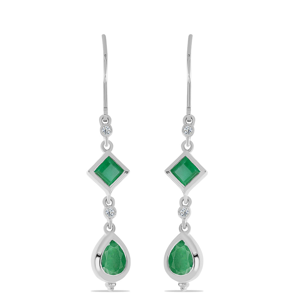 Pendientes de Plata con Esmeralda de Brasil y Topacio Blanco 1 
