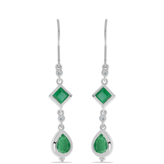 Pendientes de Plata con Esmeralda de Brasil y Topacio Blanco